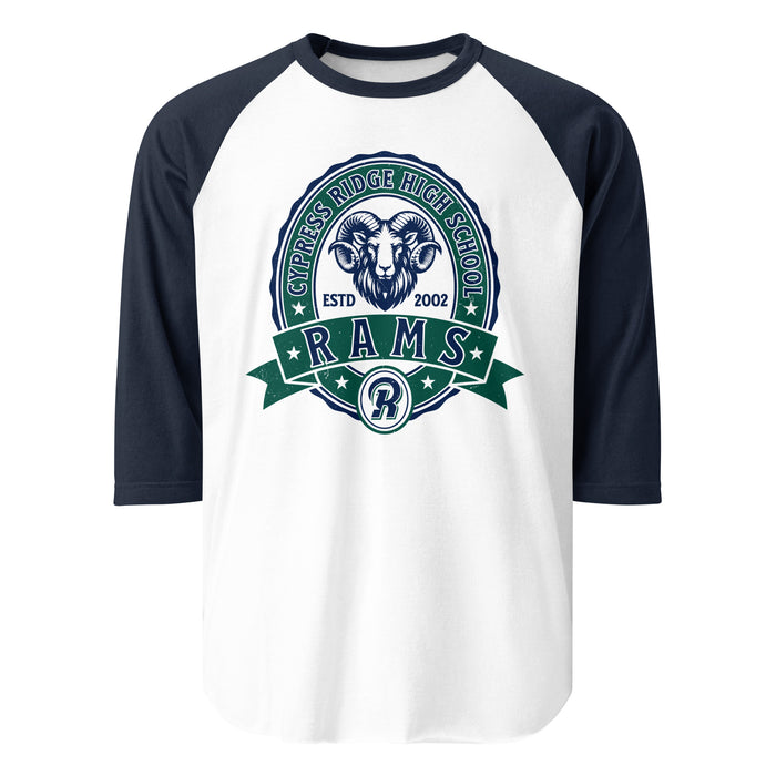 Cypress Ridge High School Rams Unisex 3/4 sleeve Raglan T-shirt 212