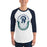Man wearing Cypress Ridge High School Rams Unisex 3/4 sleeve Raglan T-shirt 229