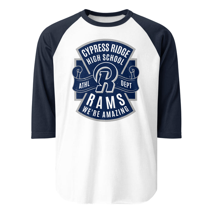 Cypress Ridge High School Rams Unisex 3/4 sleeve Raglan T-shirt 207