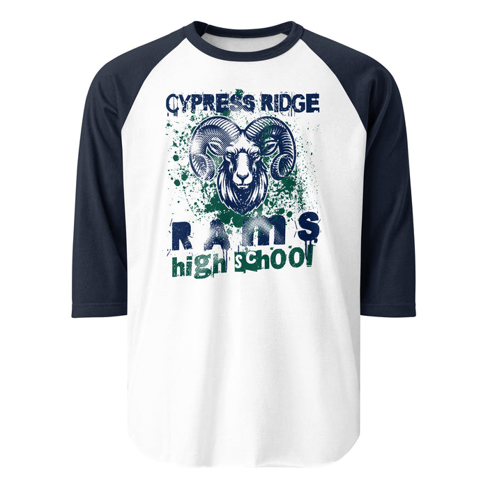 Cypress Ridge High School Rams Unisex 3/4 sleeve Raglan T-shirt 205