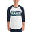 Man wearing Cypress Ridge High School Rams Unisex 3/4 sleeve Raglan T-shirt 098