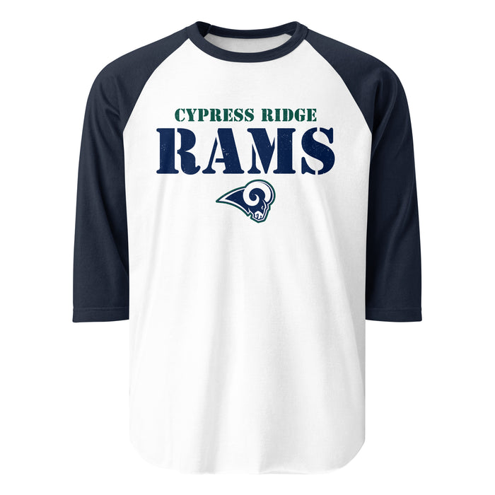 Cypress Ridge High School Rams Unisex 3/4 sleeve Raglan T-shirt 017