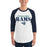 Man wearing Cypress Ridge High School Rams Unisex 3/4 sleeve Raglan T-shirt 017