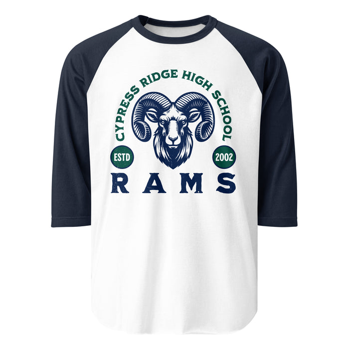 Cypress Ridge High School Rams Unisex 3/4 sleeve Raglan T-shirt 208
