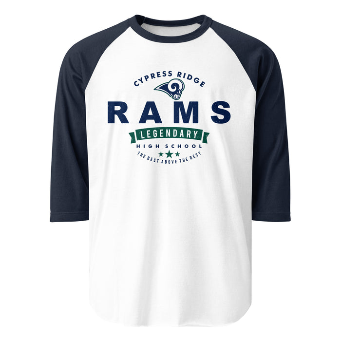 Cypress Ridge High School Rams Unisex 3/4 sleeve Raglan T-shirt 044