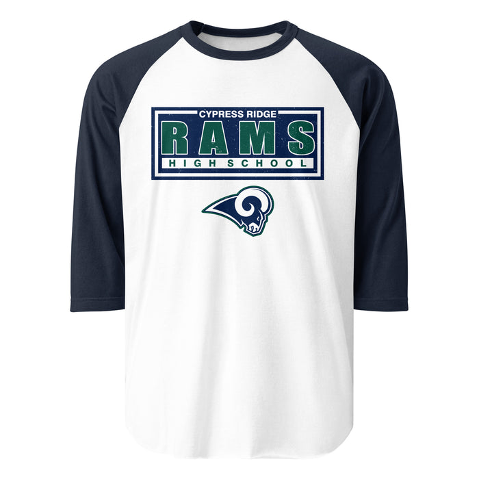 Cypress Ridge High School Rams Unisex 3/4 sleeve Raglan T-shirt 049