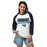 Woman wearing Cypress Ridge High School Rams Unisex 3/4 sleeve Raglan T-shirt 049