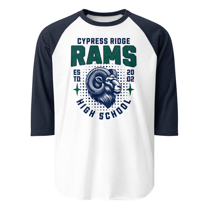 Cypress Ridge High School Rams Unisex 3/4 sleeve Raglan T-shirt 204