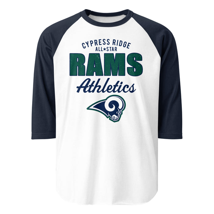 Cypress Ridge High School Rams Unisex 3/4 sleeve Raglan T-shirt 034