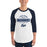 Man wearing Flower Mound High School Jaguars Unisex 3/4 sleeve Raglan T-shirt 040