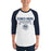 Man wearing Flower Mound High School Jaguars Unisex 3/4 sleeve Raglan T-shirt 003