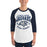 Man wearing Flower Mound High School Jaguars Unisex 3/4 sleeve Raglan T-shirt 213