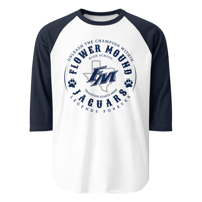 Flower Mound High School Jaguars Unisex 3/4 sleeve Raglan T-shirt 214