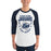 Man wearing Flower Mound High School Jaguars Unisex 3/4 sleeve Raglan T-shirt 204