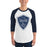 Man wearing Flower Mound High School Jaguars Unisex 3/4 sleeve Raglan T-shirt 225