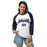 Woman wearing Flower Mound High School Jaguars Unisex 3/4 sleeve Raglan T-shirt 234