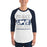 Man wearing Flower Mound High School Jaguars Unisex 3/4 sleeve Raglan T-shirt 240