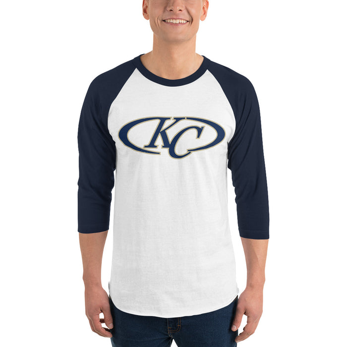 Man wearing Klein Collins High School Tigers Unisex 3/4 Sleeve Raglan T-shirt 200