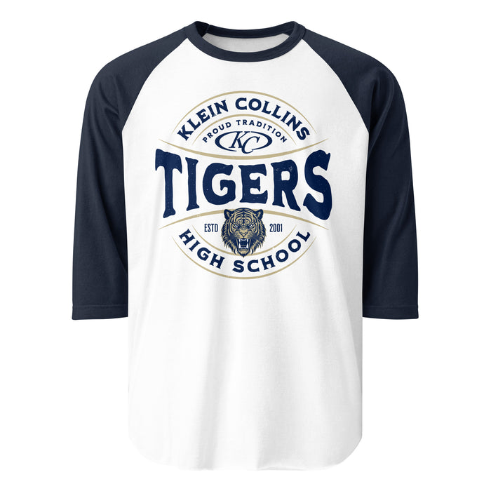 Klein Collins High School Tigers Unisex 3/4 Sleeve Raglan T-shirt 218