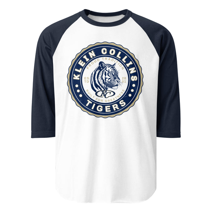Klein Collins High School Tigers Unisex 3/4 Sleeve Raglan T-shirt 216