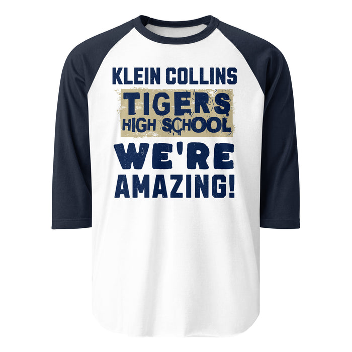 Klein Collins High School Tigers Unisex 3/4 Sleeve Raglan T-shirt 231
