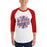 Man wearing Duncanville High School Panthers Unisex 3/4 sleeve Raglan T-shirt 210