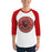 Man wearing Caney Creek High School Panthers Unisex 3/4 sleeve Raglan T-shirt 215