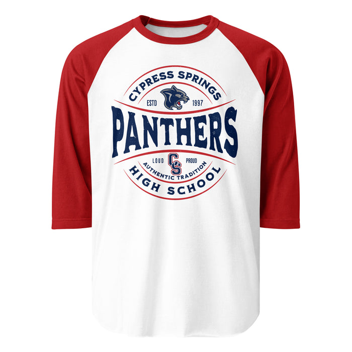 Cypress Springs High School Panthers Unisex 3/4 sleeve Raglan T-shirt 218 - Red Sleeves