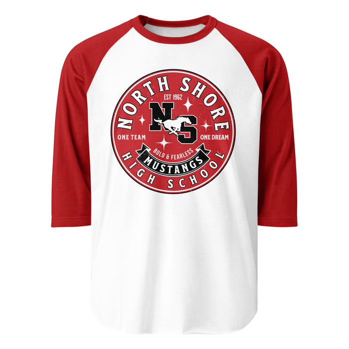North Shore High School Mustangs Unisex 3/4 Sleeve Raglan T-shirt 215
