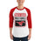 Man wearing North Shore High School Mustangs Unisex 3/4 Sleeve Raglan T-shirt 001