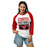 Woman wearing North Shore High School Mustangs Unisex 3/4 Sleeve Raglan T-shirt 001