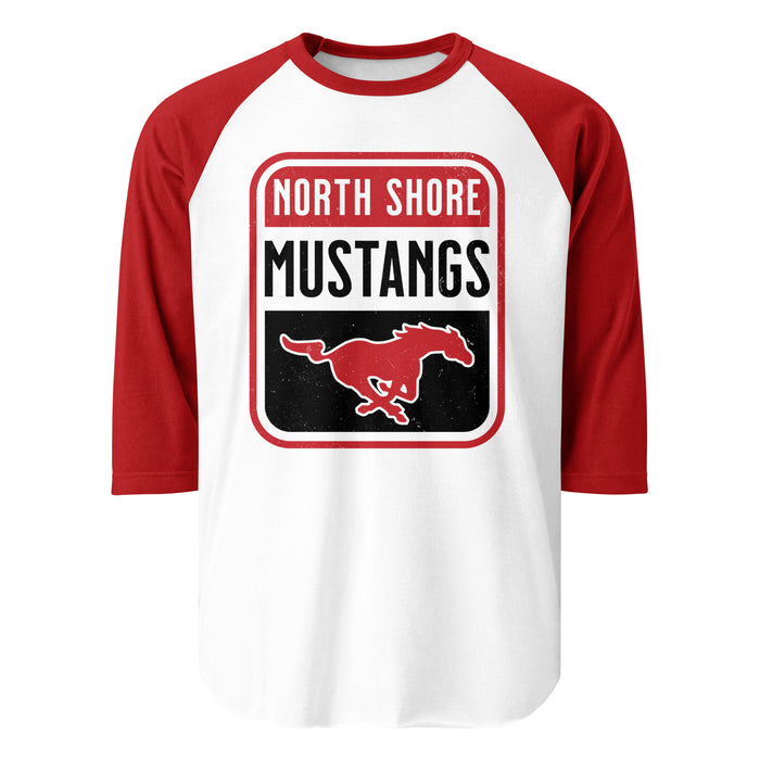 North Shore High School Mustangs Unisex 3/4 Sleeve Raglan T-shirt 001