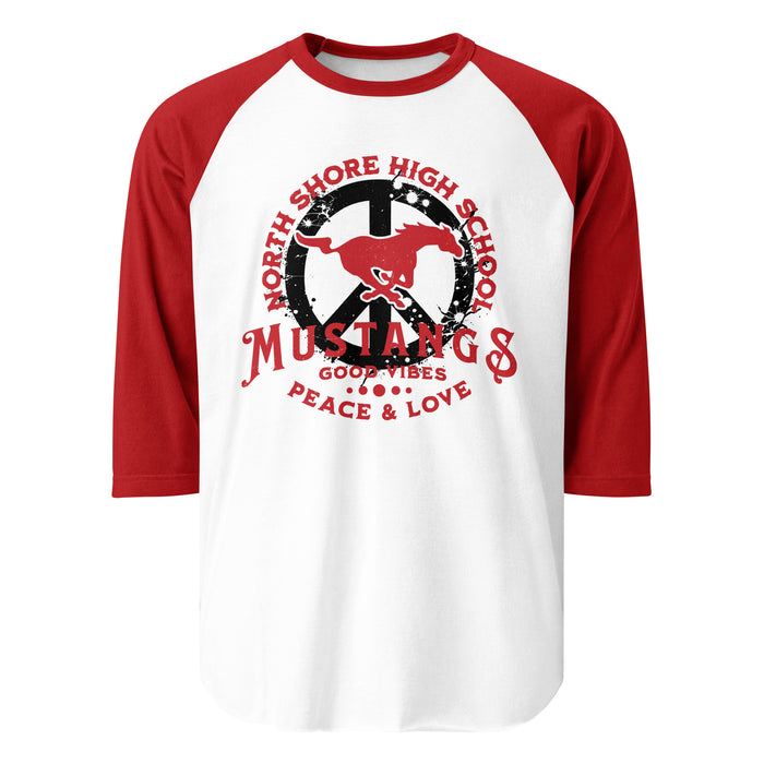 North Shore High School Mustangs Unisex 3/4 Sleeve Raglan T-shirt 206