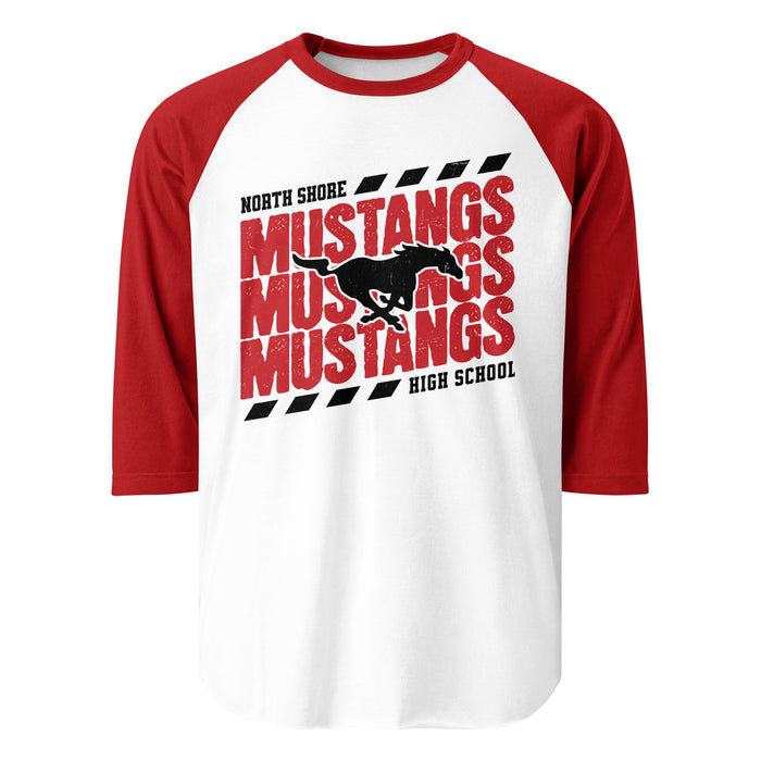North Shore High School Mustangs Unisex 3/4 Sleeve Raglan T-shirt 223