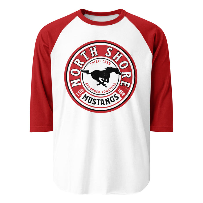 North Shore High School Mustangs Unisex 3/4 Sleeve Raglan T-shirt 220