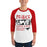 Man wearing North Shore High School Mustangs Unisex 3/4 Sleeve Raglan T-shirt 240