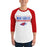 Man wearing Oak Ridge High School War Eagles Unisex 3/4 sleeve Raglan T-shirt 049 red