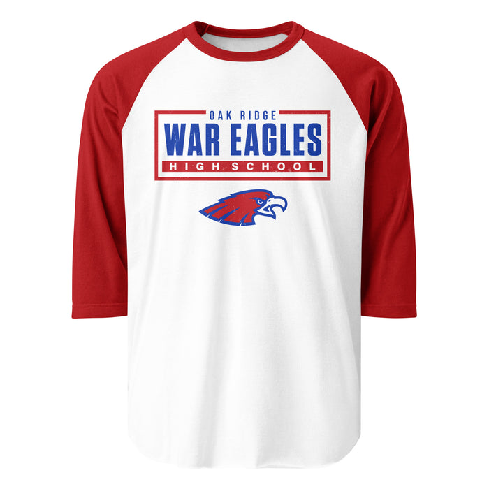 Oak Ridge High School War Eagles Unisex 3/4 sleeve Raglan T-shirt 049 red
