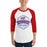 Man wearing Oak Ridge High School War Eagles Unisex 3/4 sleeve Raglan T-shirt 209 red