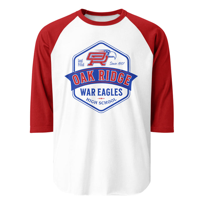 Oak Ridge High School War Eagles Unisex 3/4 sleeve Raglan T-shirt 209 red
