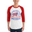 Man wearing Oak Ridge High School War Eagles Unisex 3/4 sleeve Raglan T-shirt 208 red