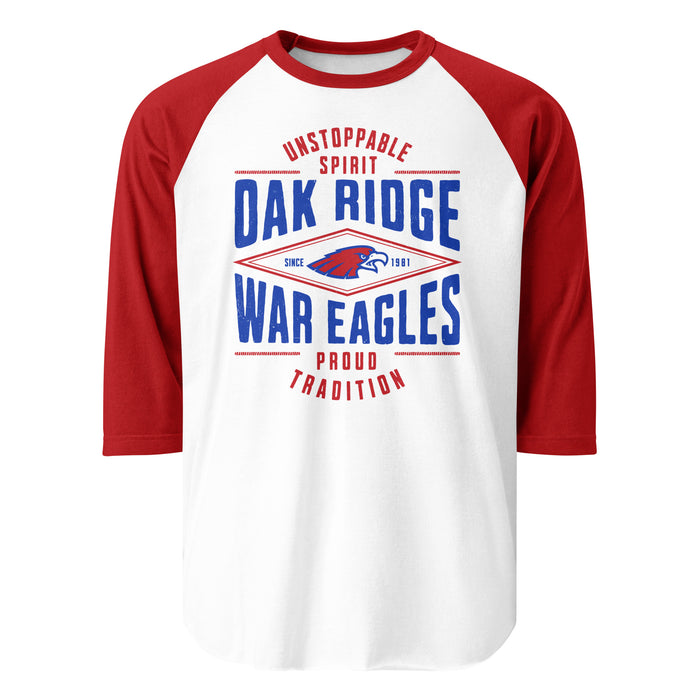 Oak Ridge High School War Eagles Unisex 3/4 sleeve Raglan T-shirt 210 red