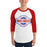 Man wearing Oak Ridge High School War Eagles Unisex 3/4 sleeve Raglan T-shirt 011 red
