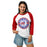 Woman wearing Oak Ridge High School War Eagles Unisex 3/4 sleeve Raglan T-shirt 203 red