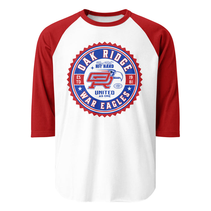 Oak Ridge High School War Eagles Unisex 3/4 sleeve Raglan T-shirt 203 red