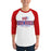 Man wearing Oak Ridge High School War Eagles Unisex 3/4 sleeve Raglan T-shirt 202 red