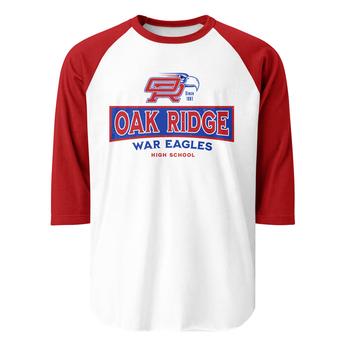 Oak Ridge High School War Eagles Unisex 3/4 sleeve Raglan T-shirt 202 red