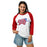 Woman wearing Oak Ridge High School War Eagles Unisex 3/4 sleeve Raglan T-shirt 200 red