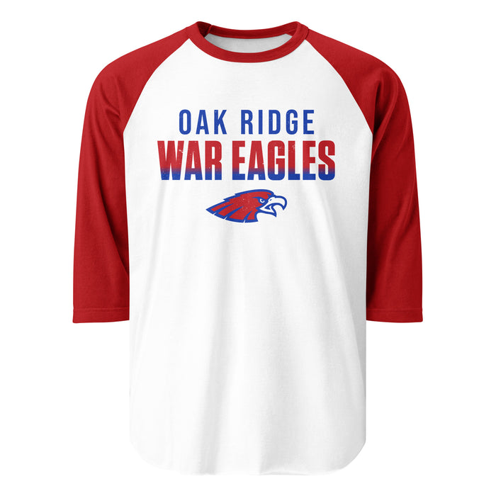 Oak Ridge High School War Eagles Unisex 3/4 sleeve Raglan T-shirt 024 - Red