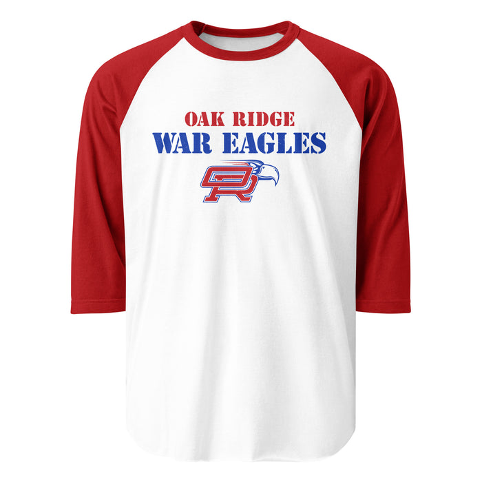 Oak Ridge High School War Eagles Unisex 3/4 sleeve Raglan T-shirt 017 - Red